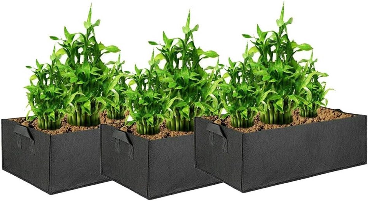 Herbruikbare Grote Plantentassen - Rectangular Stoffen Tuinpotten voor Groenten zoals Aardappelen, Tomaten en Wortelen - Ademend en Duurzaam voor Thuisgebruik 60x30x20cm