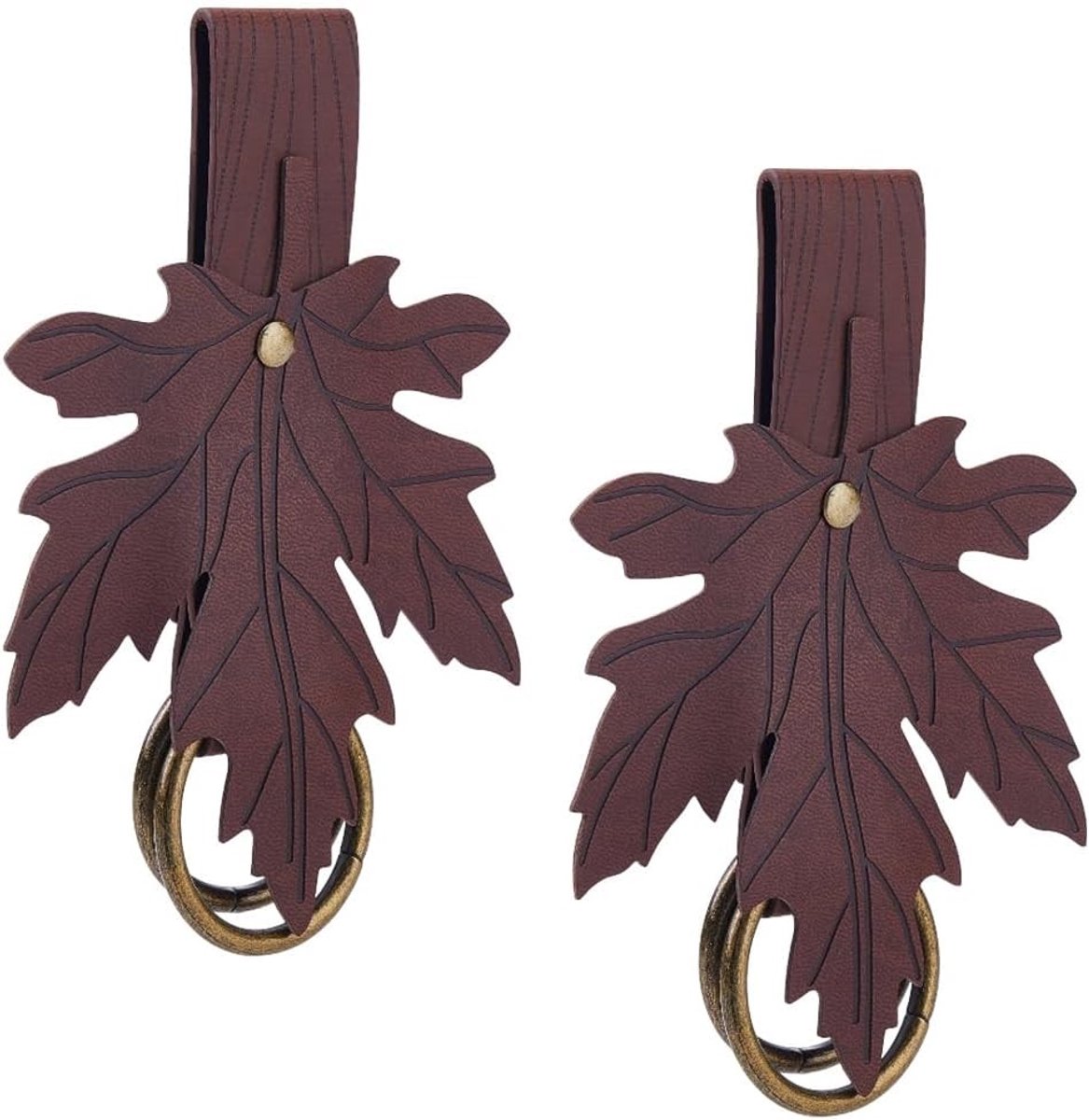 2-delige Maple Leaf Groep Clip Middeleeuwse Hiking Rok Renaissance Wandelriem Accessoire PU Leer Kostuum Draagriem voor Vrouwen met Rugzak en Bruin Design