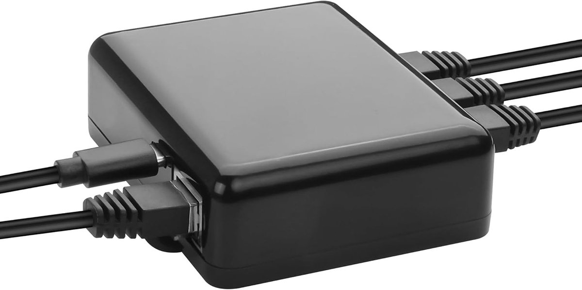 Ethernet Switch 1 naar 3 poorten 1000Mbps, LAN Verdeelstuk voor Computer en Router met USB-C Voeding