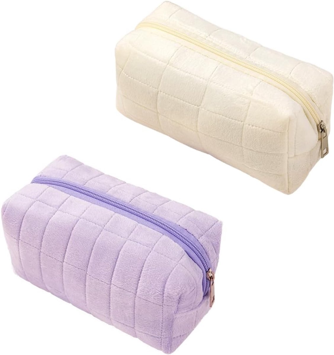 Multifunctionele 2-delige make-uptas en reistoilettas voor dames en heren, ideaal voor reizen en organisatie, beige en paars