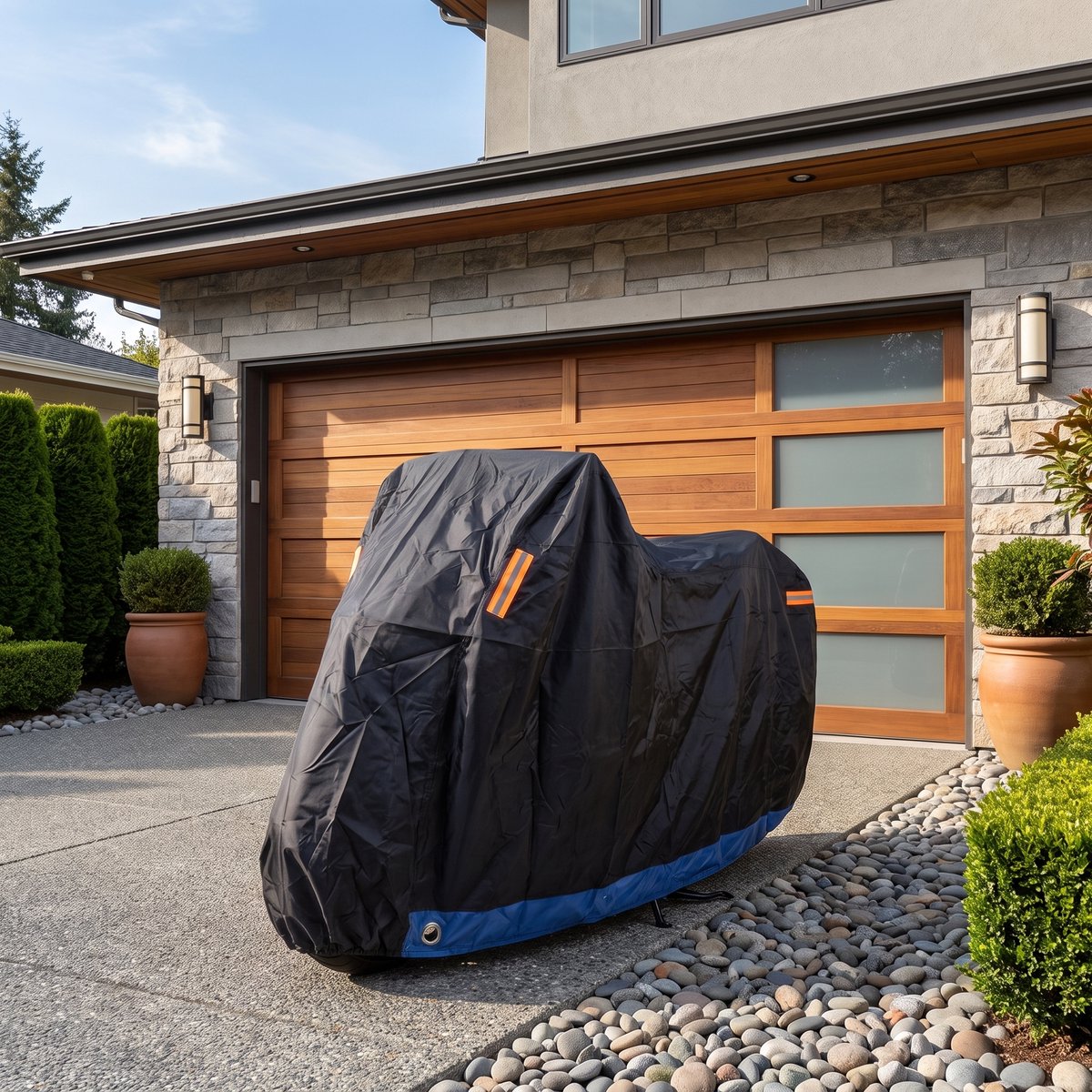 XL Motorhoes Waterdicht voor Buiten (afmeting: 245cm x 140cm x 110cm) - Scooterhoes met windscherm - Motorhoezen - Fietshoes voor 2 fietsen | B&H – foto 8