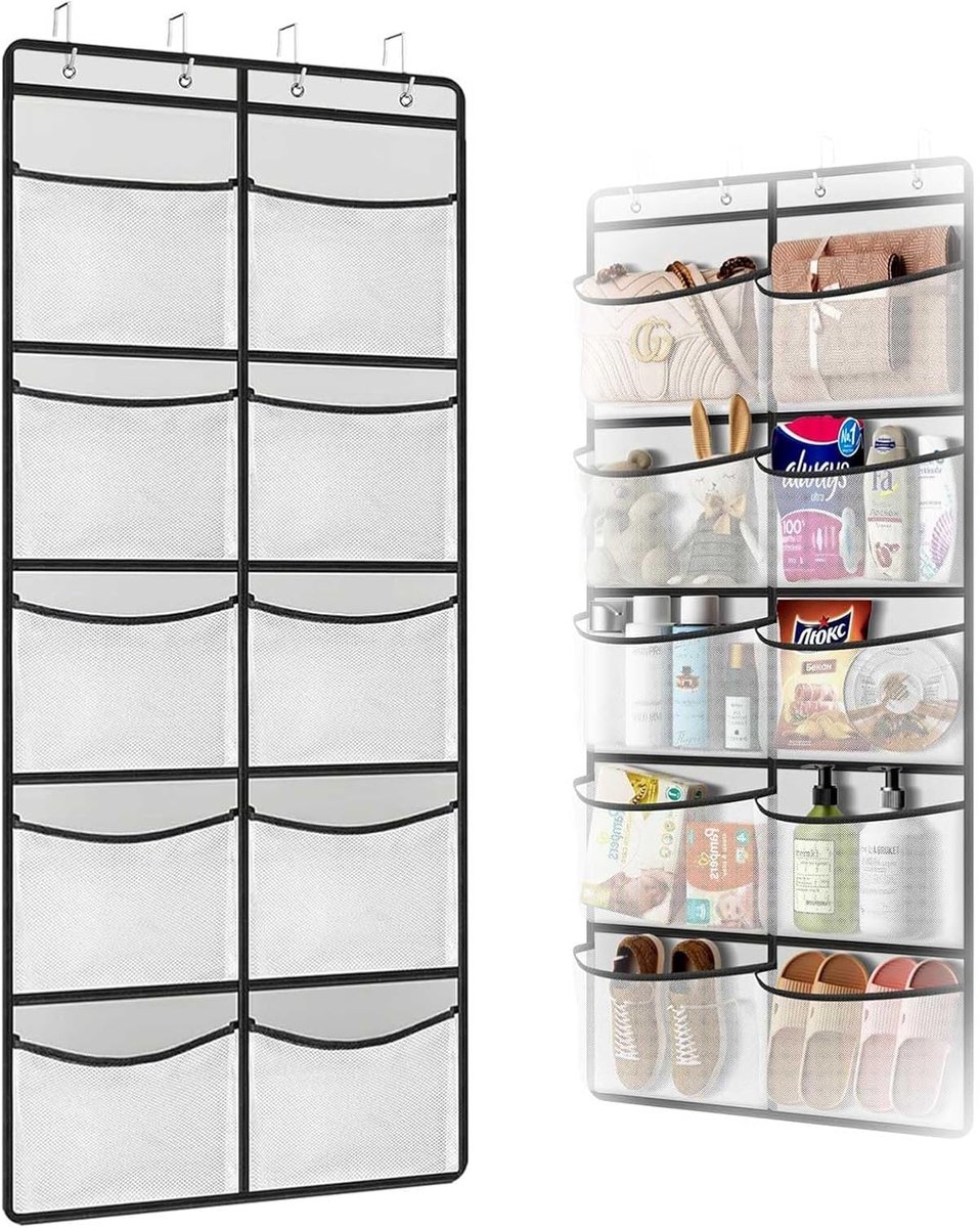 Hanging storage 10 grote hangende planken - ademend fleece - met 4 metalen haken - ideaal voor badkamer en keuken - ShopVlot