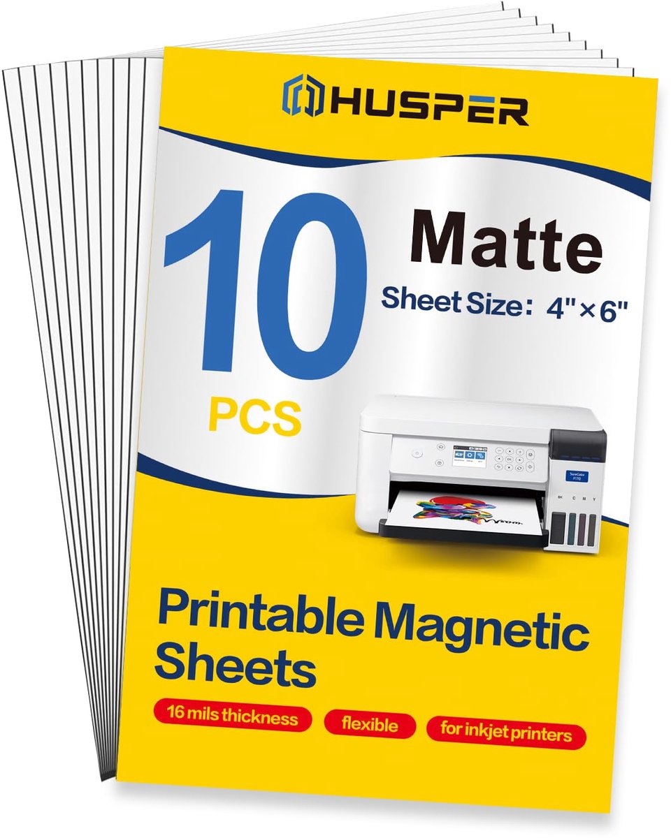 SnelShoppen - 10 vellen 10 x 15 cm mat magnetisch fotopapier voor inkjetprinters, afdrukbare magnetische vellen, niet-klevend 0,4 mm dik voor creatief