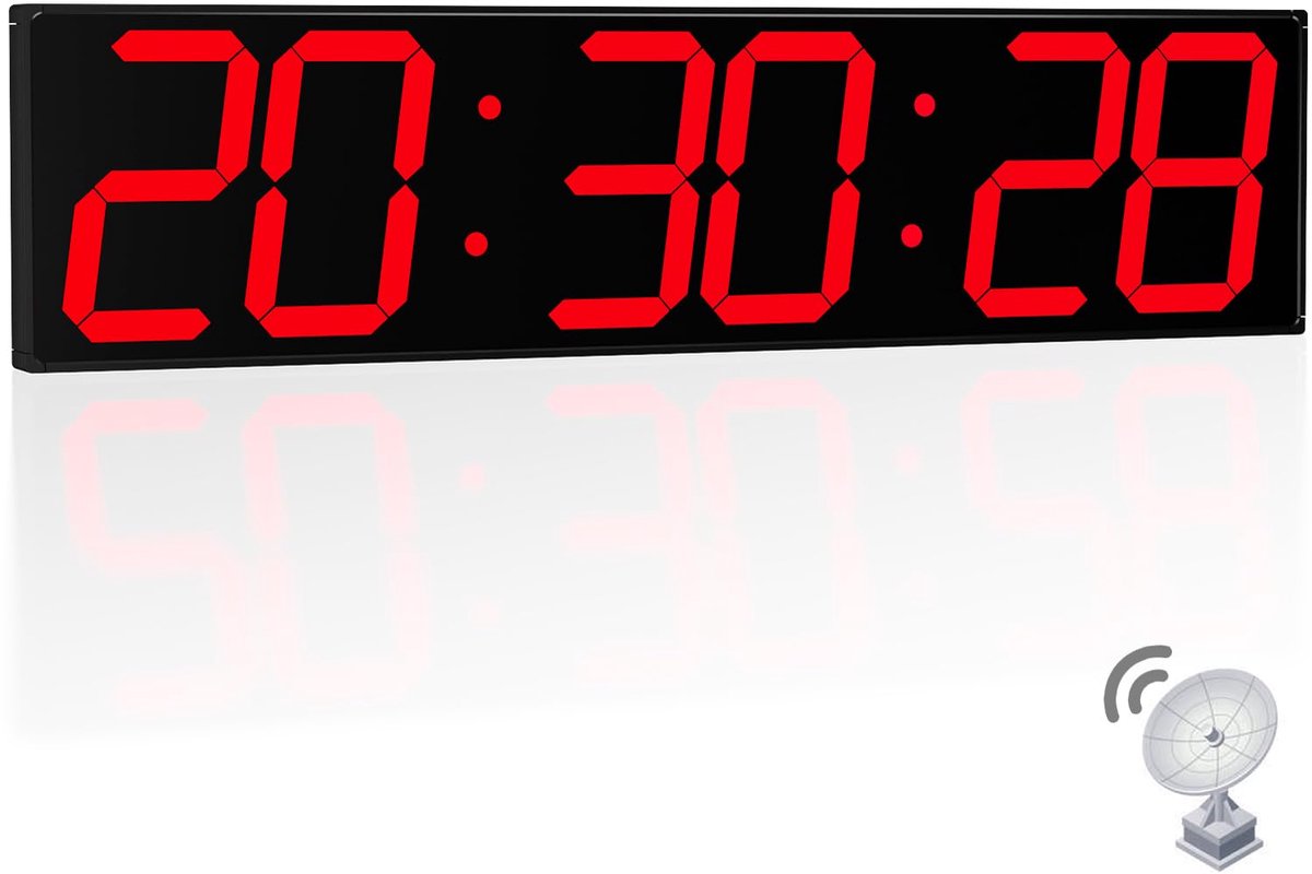 SnelShoppen - 27 Inch Grote Digitale Wandklok met Automatische Tijdsynchronisatie, Eenvoudige Bediening, Gymklok met Interval Workout-Timer, Aftellen,