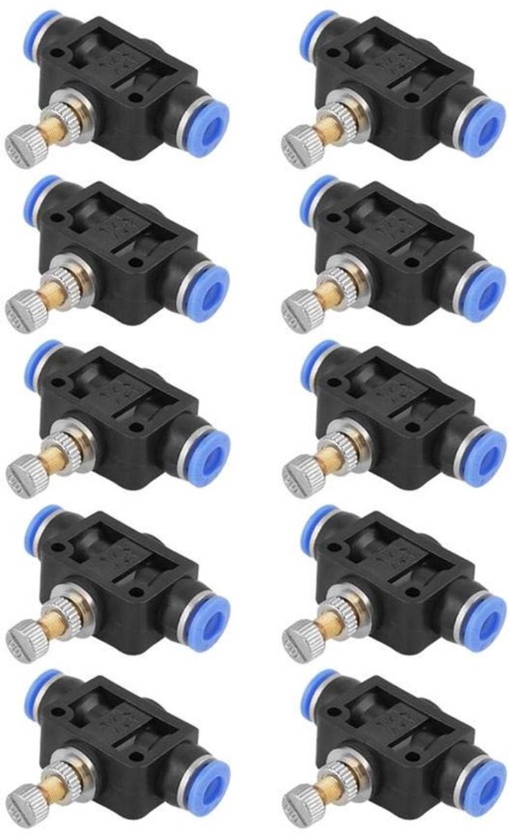 Luchtstroomregelklep 10 stuks/set - Pneumatische Klep - Snelkoppeling - Aansluitdiameter 6 mm - Hittebestendig 0-60°C - Weersta spanning 0-1 MPa - Pneumatische Connector