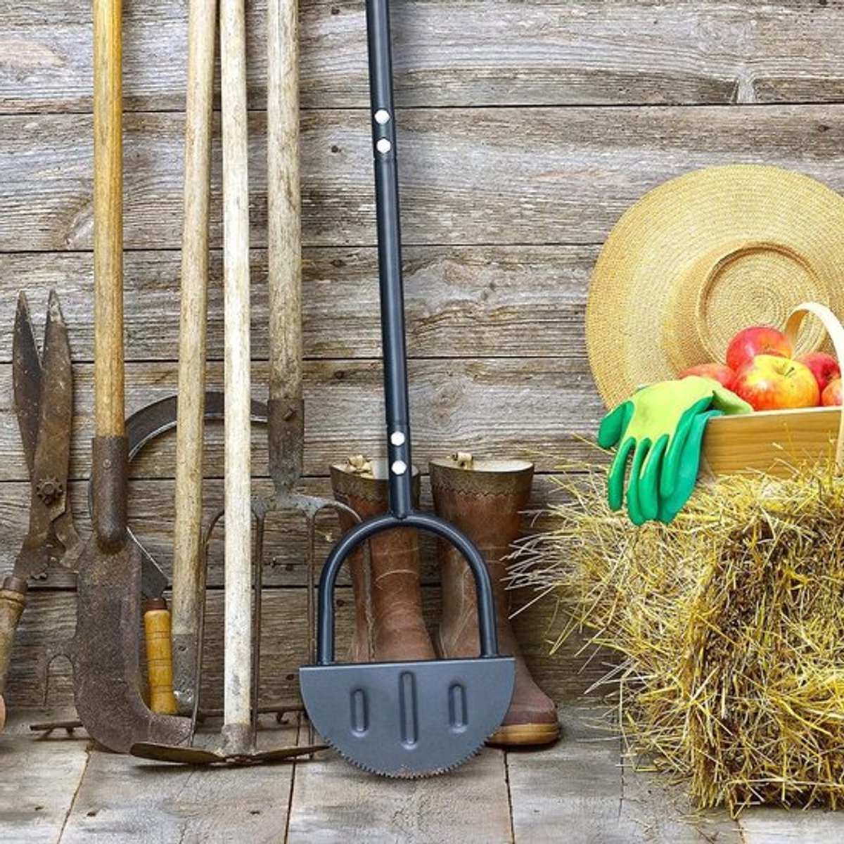 Halvemaan-Randjesnijder voor Tuinonderhoud - RVS Graskantensnijder met T-Handvat en Zaagtanden, Tuingereedschap voor Precisie en Efficiëntie