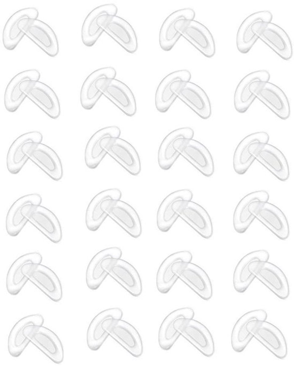 Neuspads Siliconen - Antislip - Zelfklevend - 24 Paar - D-vorm - 15 x 7 x 2 mm - Vermindert druk en voorkomt rode vlekken - Brilpads