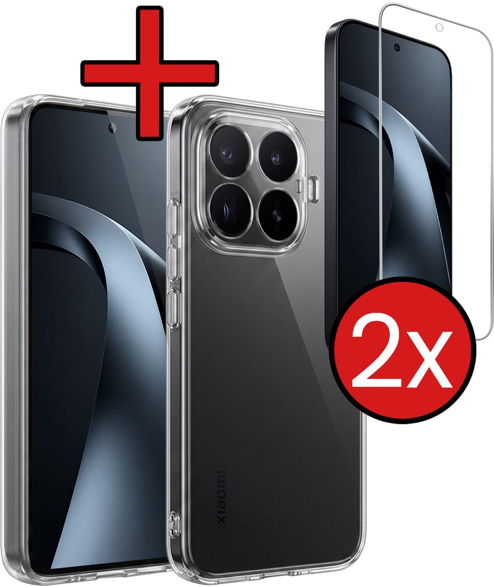 Hoesje - Met 2x Screenprotector - Geschikt voor Xiaomi 17T - Sterk & Shockproof - Telefoon Hoes - Back Cover - Siliconen Case - Telefoonhoes - Transparant