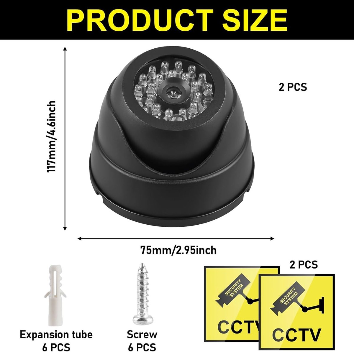 Set van 2 Neppende Camera's met Rode Flits LED voor Binnen en Buiten, Beveiligingsoplossing, Fictieve Surveillance Camera's