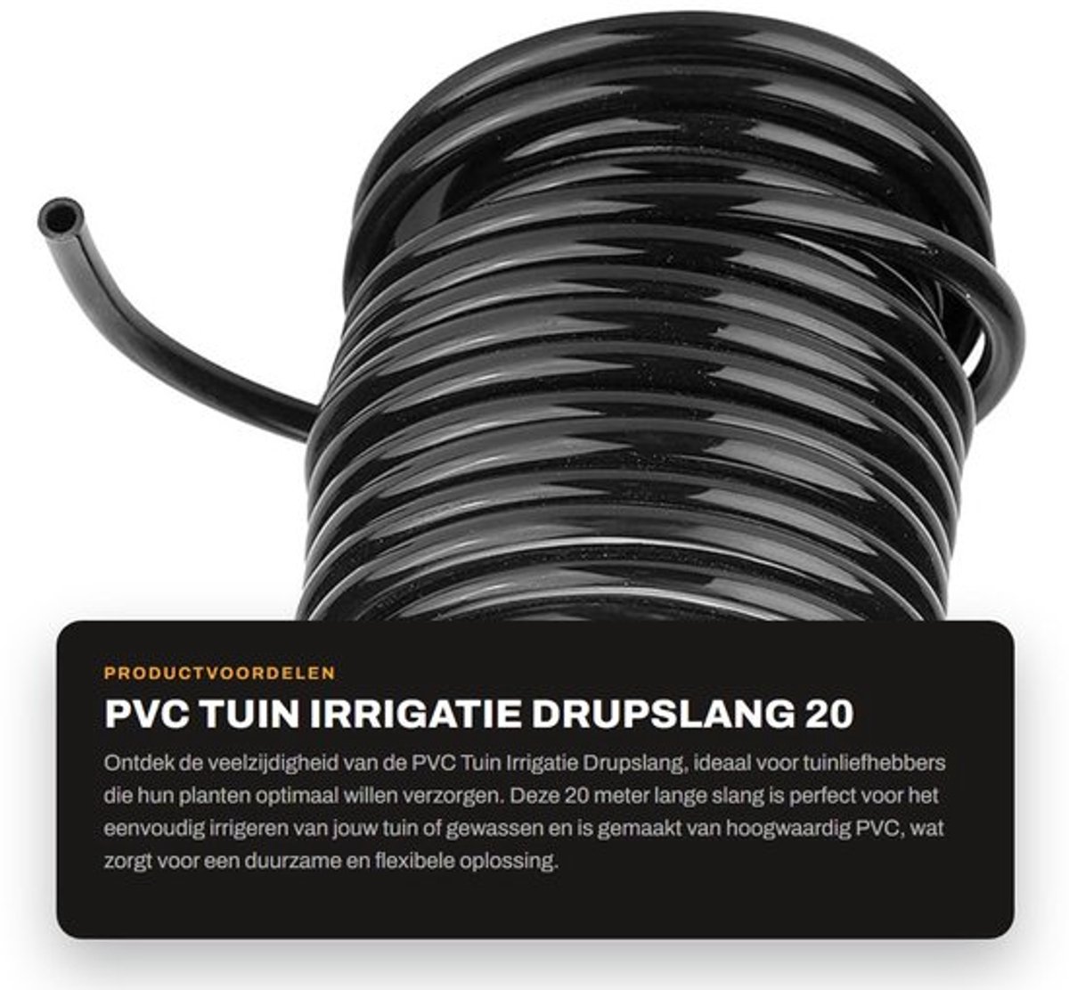 Druppelslang 20 meter - PVC-kunststof - Tuinwaterirrigatie - Temperatuurbestendig - Zwart - Multifunctioneel - Tuinslang