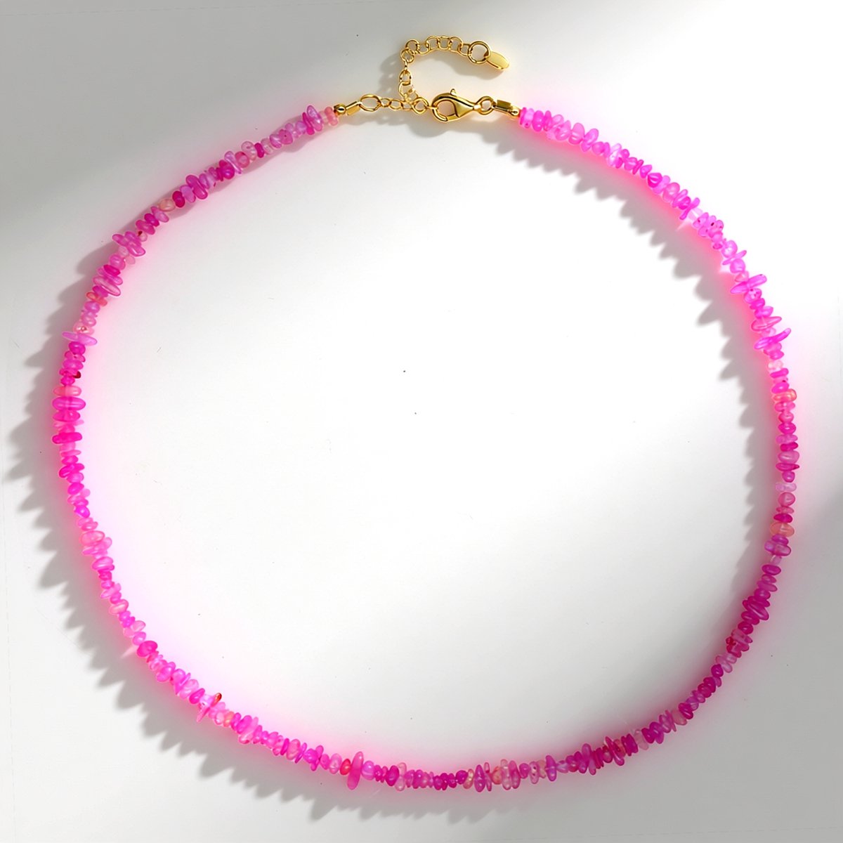 Cavill - Zilveren Halsketting met 26,912 ct Roze Ethiopische Opalen - 925 Sterling Zilver Verguld - Elegante Handgemaakte Ketting 45-50 cm