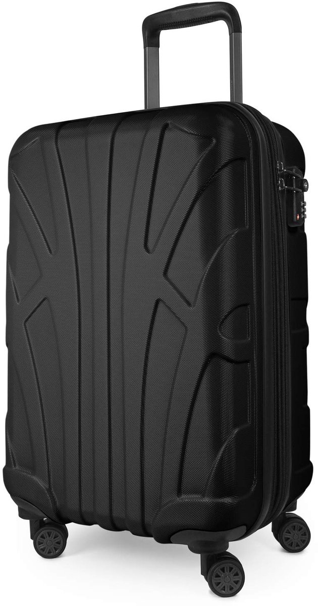SnelShoppen - Suitline Business cabine trolley 55x35x21 uitbreidbaar (34-38L) met 15 inch laptopvak en TSA slot, 4 dubbele wielen, handbagage, Zwart
