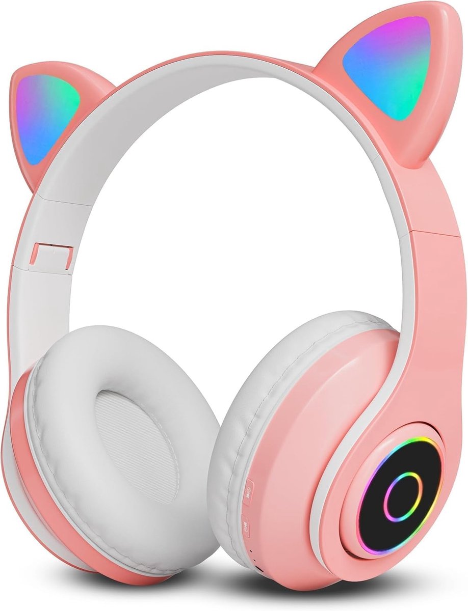 SnelShoppen - Draadloze bluetooth-hoofdtelefoon voor kinderen, opvouwbaar, knipperende ledlampen, geïntegreerde microfoon, volumeregeling, ideaal voor