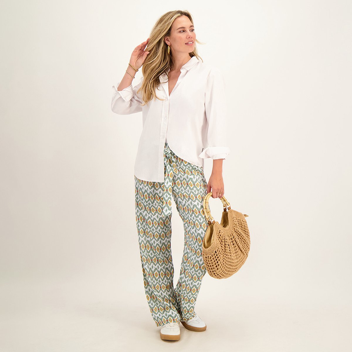 Je m'appelle Dames Broek Straight fit - Groen - Maat S