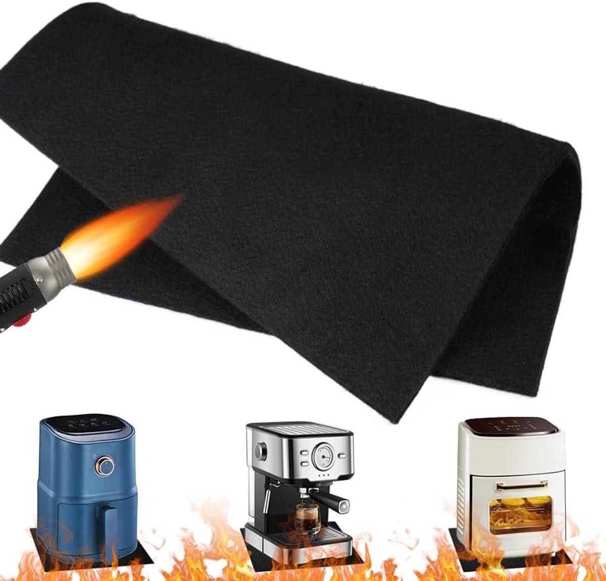 Vuurvaste Onderlegger - Hittewerende Mat - Vloerbescherming - Hittebestendig 1000°C - 30x30cm - Zwart