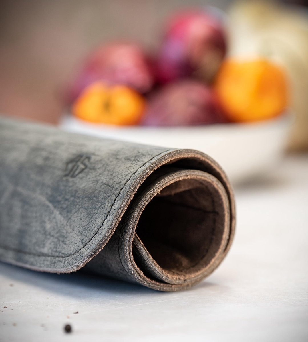 SnelShoppen - Premium Leren Koksmes Roll, Grote Messentas voor Koks, 7 Compartimenten, 40 x 38 cm, Antiek, Ideaal voor Keuken en Kookliefhebbers