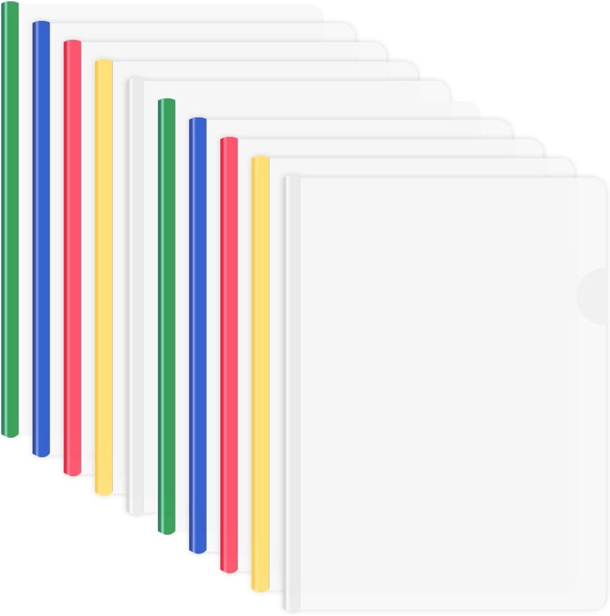Sliding Bar Binder A4, 10 Stuks Transparante Plastic Mappen, Rapporthoezen, Documenthoezen, Grip Binding Stangen voor Bestanden, Organiseer Documenten, Geschikt voor 40 Bladen (Multicolor)