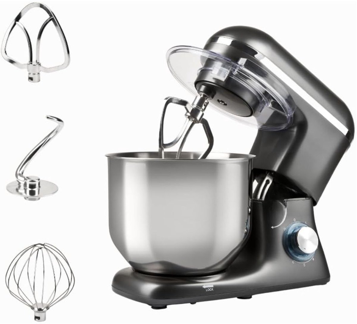 SP® Deegmachine - Kneedmachine - Mixer met Kneedhaak - Grijs - 34cm x 25cm x 38cm