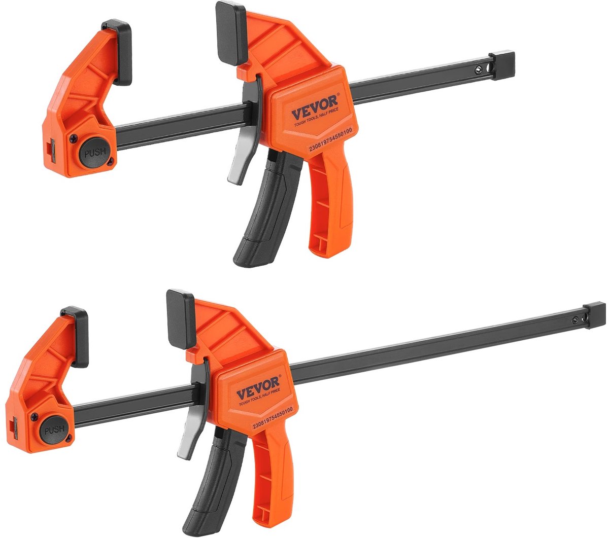 Velori Staafklem 24 Inch - F-Klem Houtbewerking - Snelspanklem - Ratelklem - Eenhandsklem - 61 cm Kaakopening - 68 kg Klemkracht - Set van 2