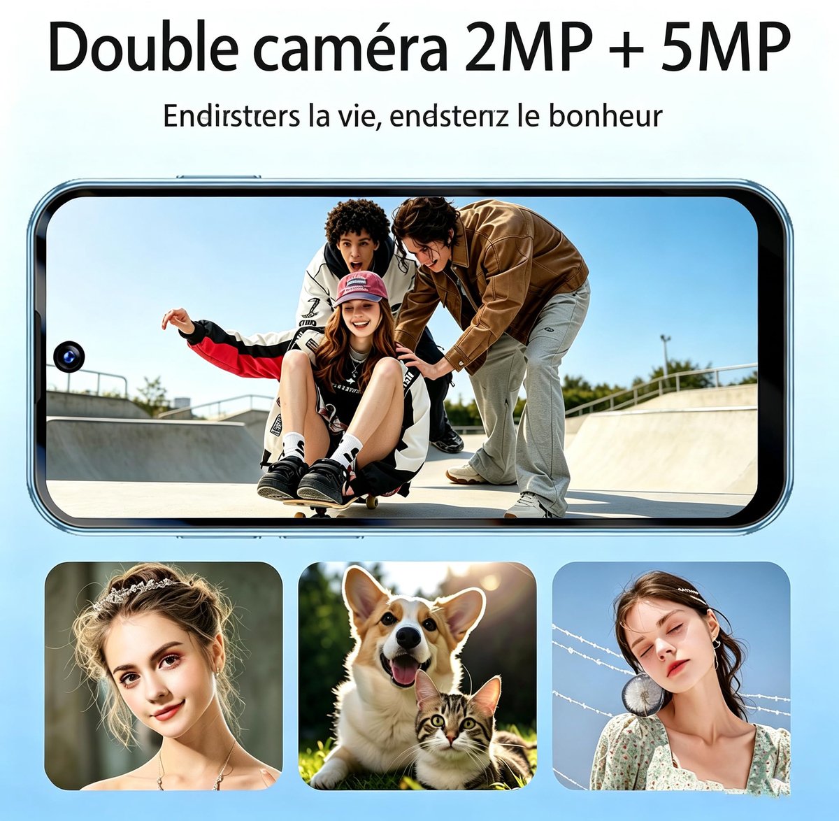 SnelShoppen - Longben Mini-smartphone 4G Ontgrendeld, Android 12, 3,88 Inch Volledig Scherm, Dubbele Simkaart, GPS, Wifi, Gezichtsherkenning, OTG, Bla