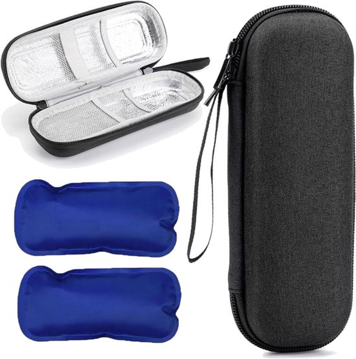 Insuline Pen en Medicijn Koeltas voor op Reis met Ijspacks - Zwart - Diabetische Medicatie opberghoes - Compact formaat - 20 * 7 * 5 cm