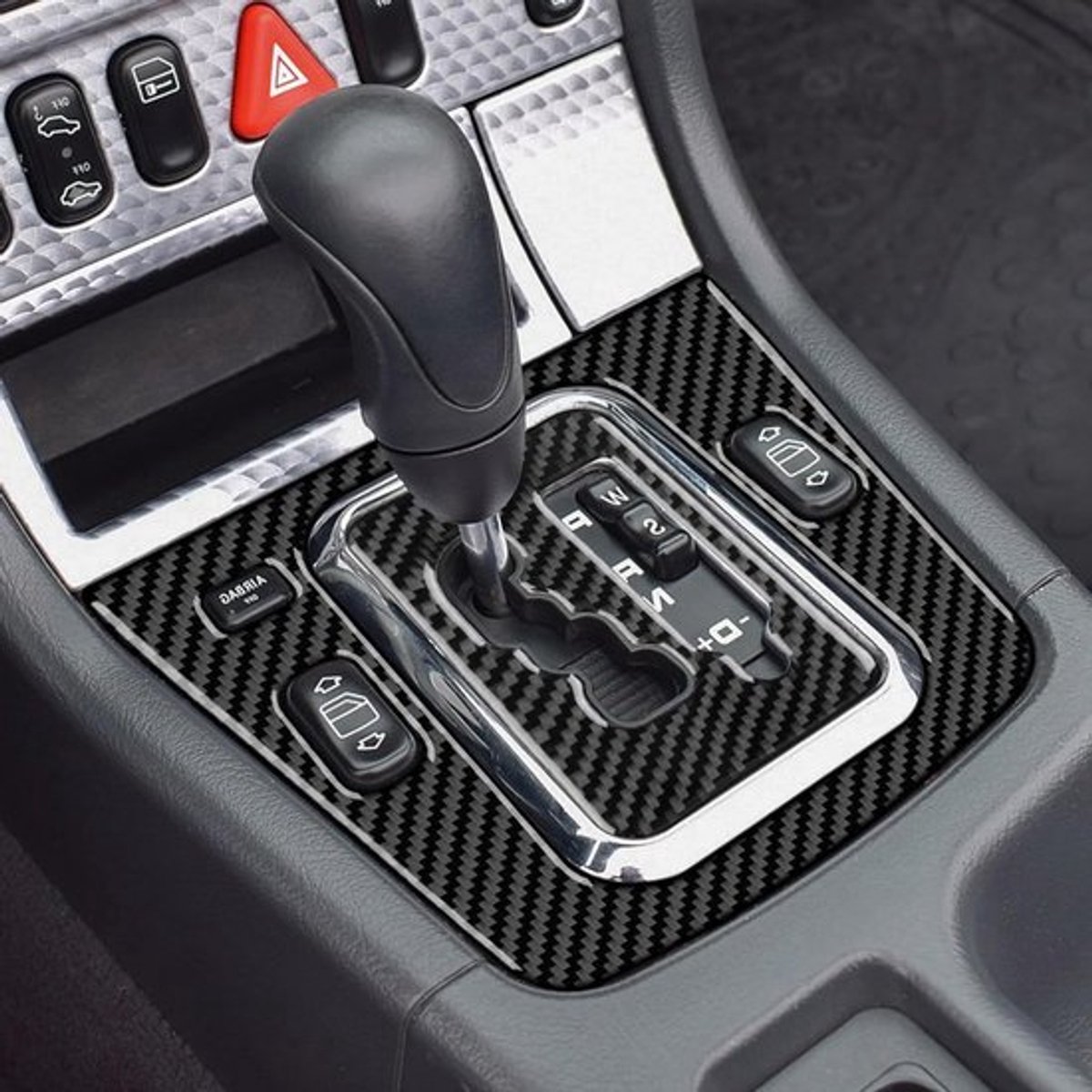 Koolstofvezel middenconsole paneel voor SLK R170 1996-2003, stickers voor versnellingspookframe, interieuraccessoires, automatische transmissie