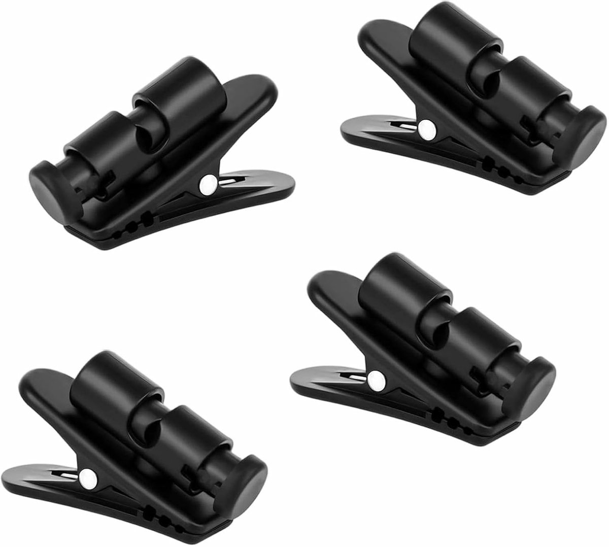 Draadclips voor hoofdtelefoon, 360 graden draaibaar, microfoonkabel en oortelefoonclips voor hardlopen, wandelen en training, zwart, 4 stuks