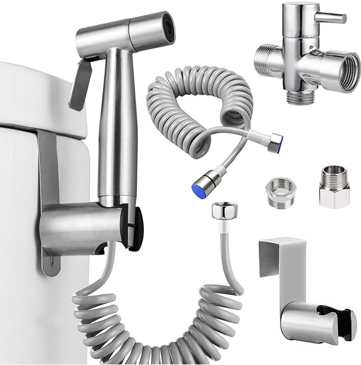 Handheld bidet-spraykit voor toilet en badkamer, met flexibele doucheslang en 3-weg ventiel voor optimale reiniging en hygiëne van luiers