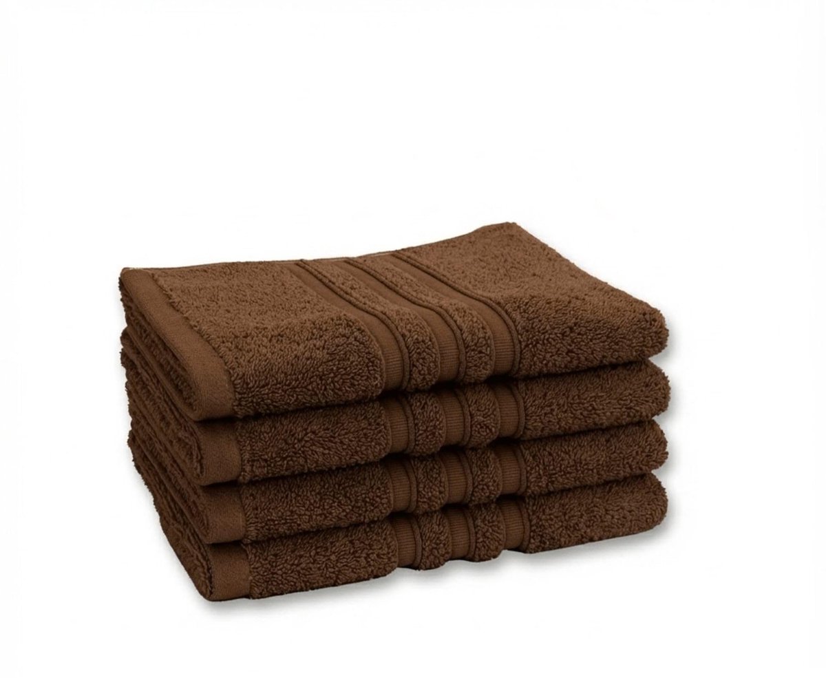 SnelShoppen - Premium Set van 4 Handdoeken, 100% Katoen, Absorberende en Duurzame Bad- en Keukenhanddoeken, 40 x 70 cm, Bruin, Ideaal voor Thuis, Spor