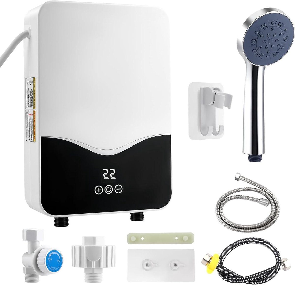 Elektrische Boiler - Doorstroomverwarmer Warm - Direct Warm Water - Instelbare Temperatuur - 5500 Watt - Wit