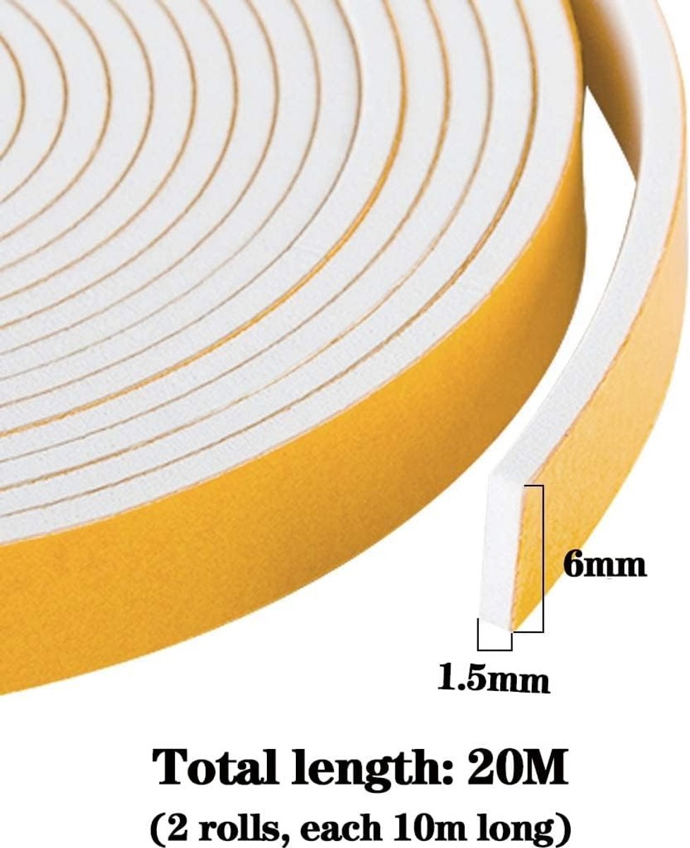 Rubber Sealing Strip 6mm x 1.5mm x 20m | Zelfklevende Weerstrip voor Geluiddemping, Tochtwering en Isolatie