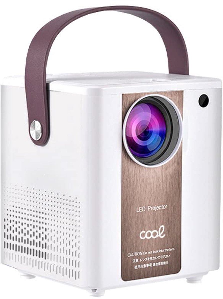 SnelShoppen - Cool Rainbow ANSI LED-projector, compact wifi FullHD 3000 lumen, wit voor feesten, camping, kinderen, tuin, en meer