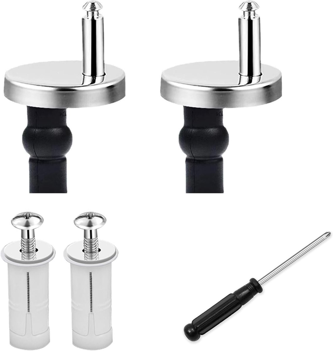 Vervangingsset voor toiletzitting met clips, schroevendraaier en stevige roestvrijstalen verstevigingen voor DIY-installatie en reparatie van toiletten
