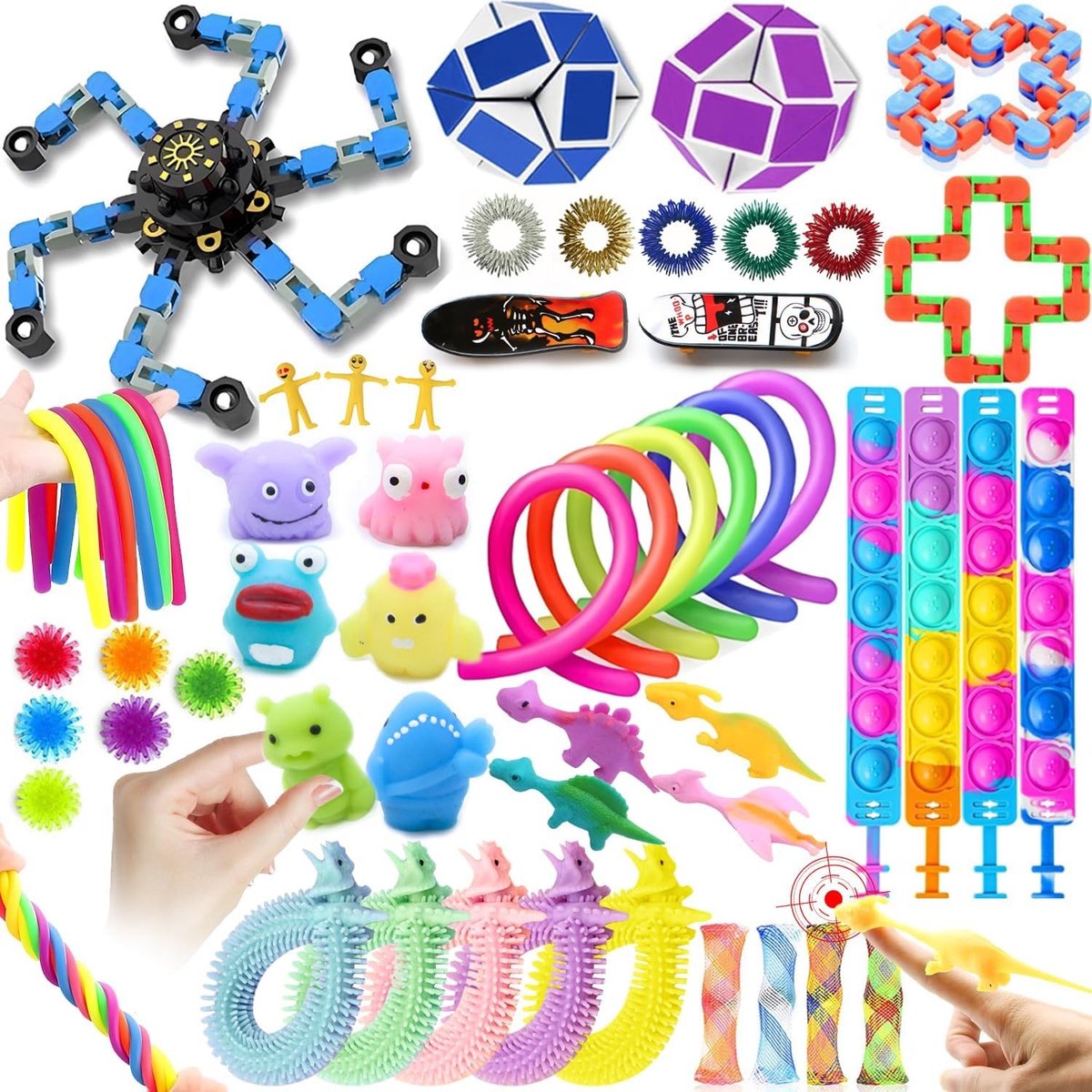 50 Stuks Fidget Speelgoed voor Stressverlichting bij Kinderen en Volwassenen - Sensorisch Speelgoed voor Autisme en ADHD
