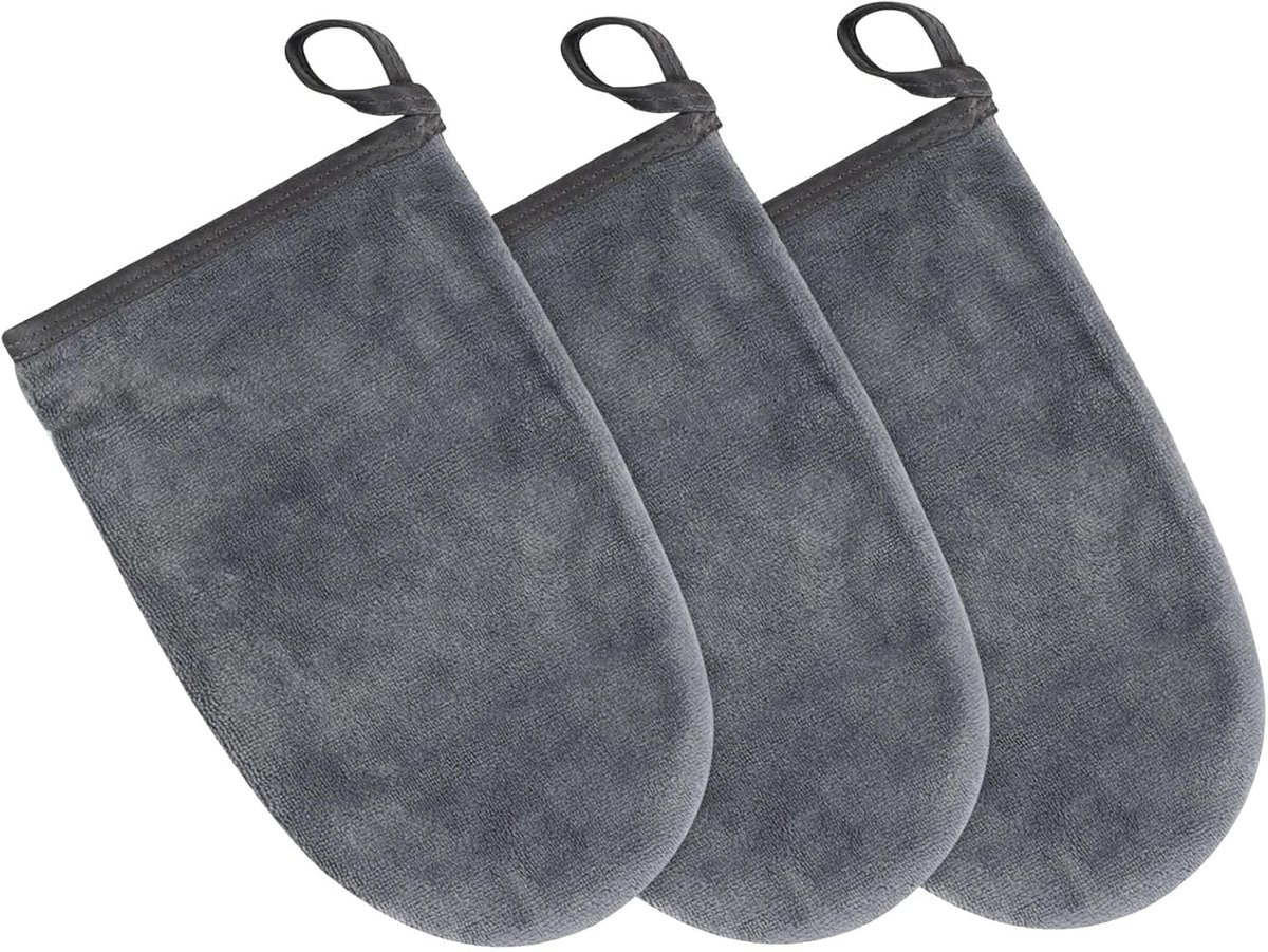 Herbruikbare Microvezel Gezichtsdoeken voor Makeup Verwijdering - 3-Pack Grijs, 13cm x 20cm, Ideaal voor Gezichtsreiniging en Zachte Verzorging