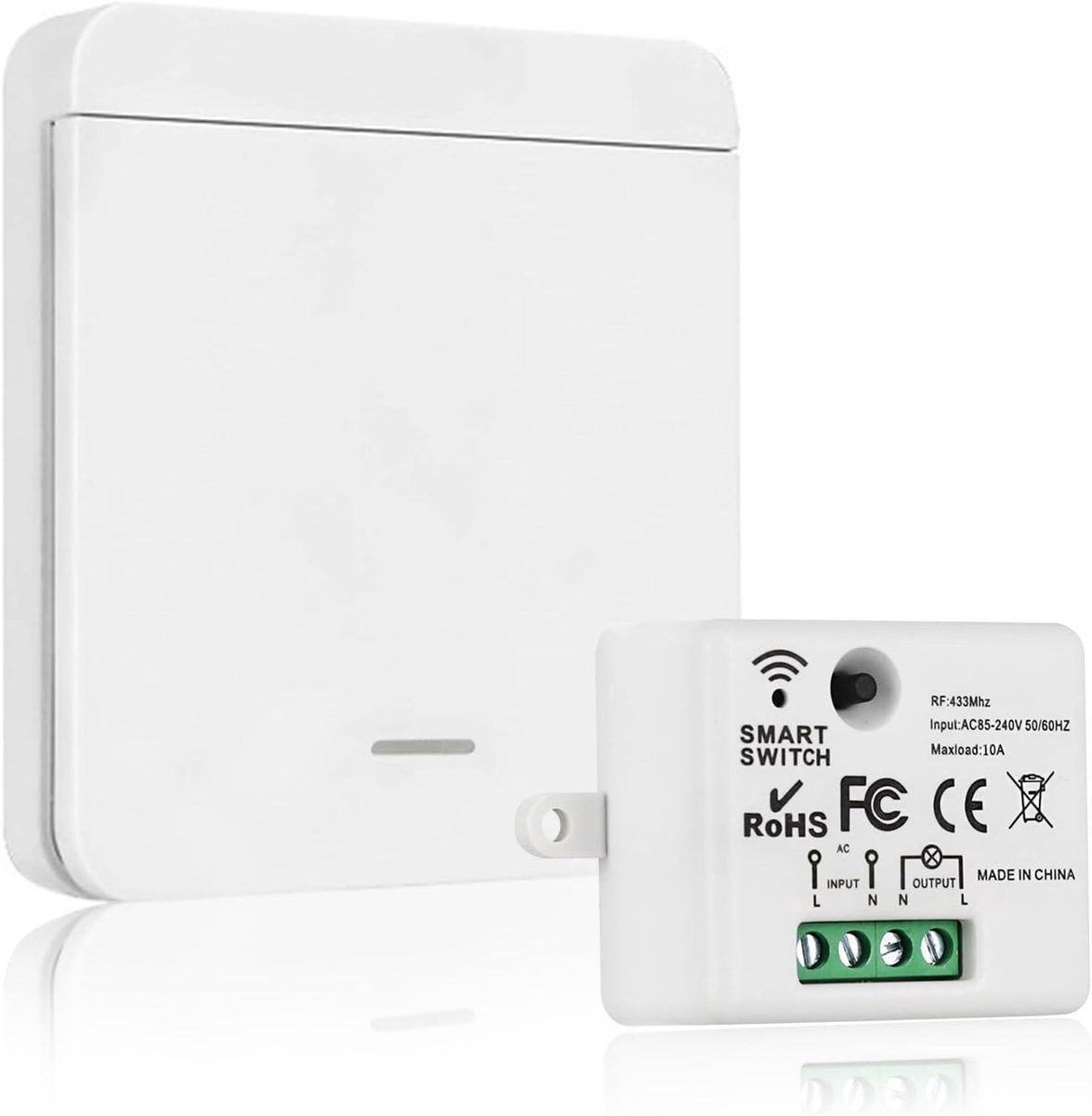 Draadloze lichtschakelaar voor eenvoudig bedienen van verlichting in huis, 10 x 8 cm, 100 g