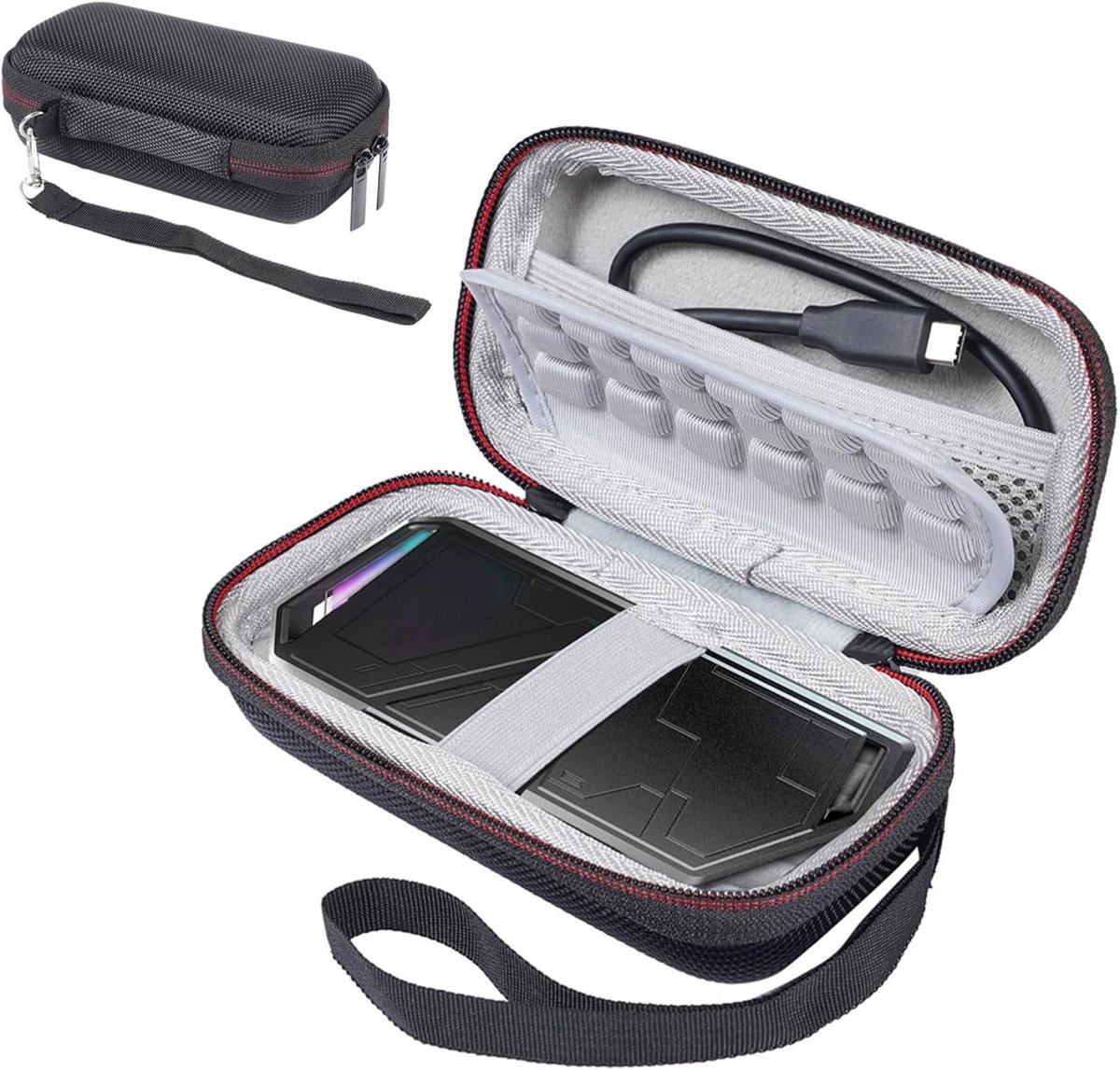 Draagbare opslagtas voor mobiele SSD, harde schijf en accessoires - Ideaal voor reizen (Zwart)
