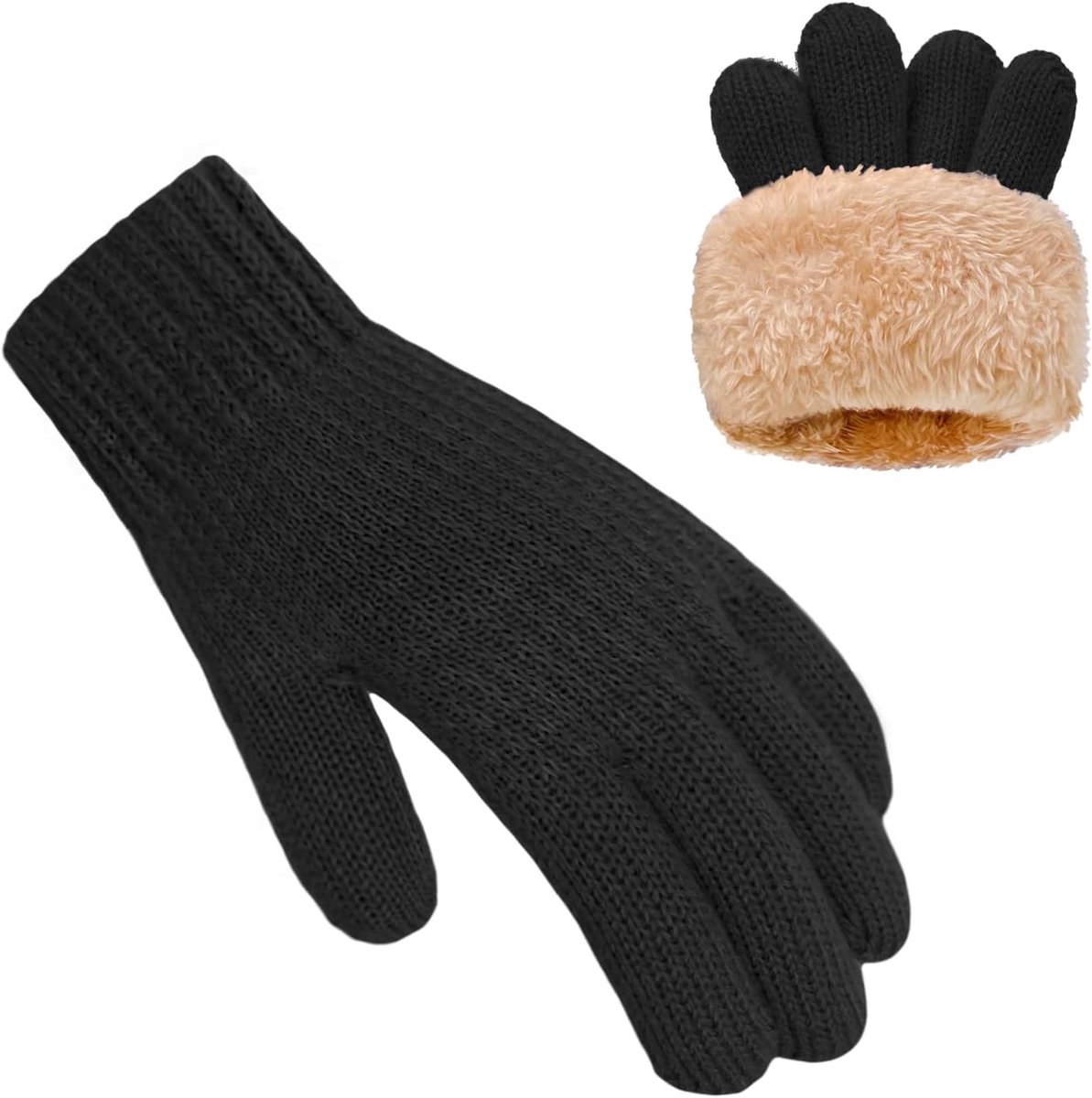 SnelShoppen - Handschoenen voor Kinderen, Warme Fleece Thermische Gebreide Handschoenen voor Jongens en Meisjes van 5-10 Jaar, Ideaal voor Winter, Bui