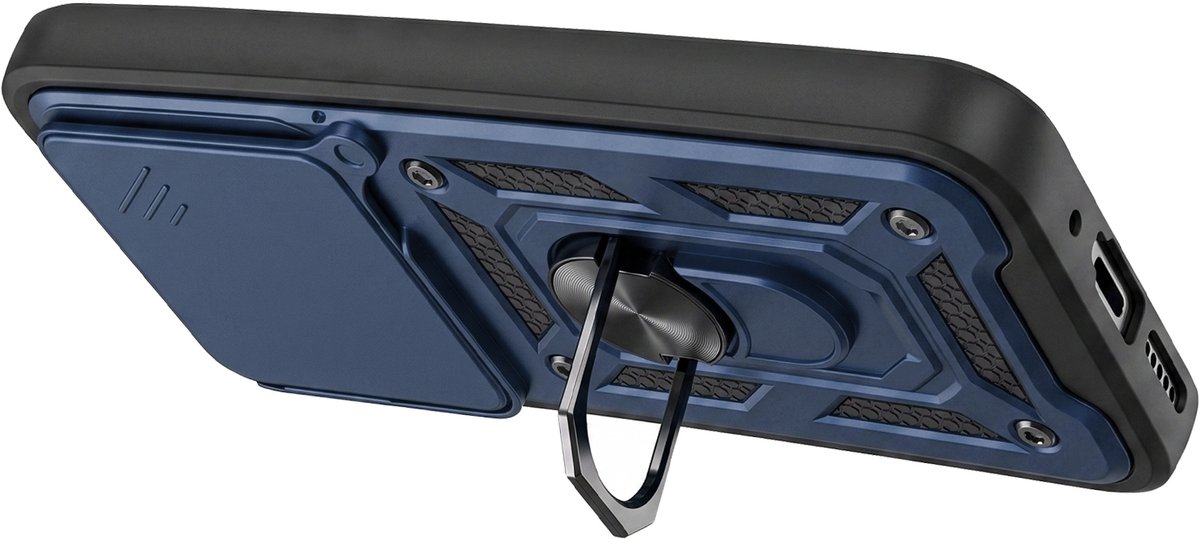 Mayaxess, Hoesje geschikt voor Xiaomi 17T met Schuifbare Cameracover en Magnetische Ring, Nachtblauw