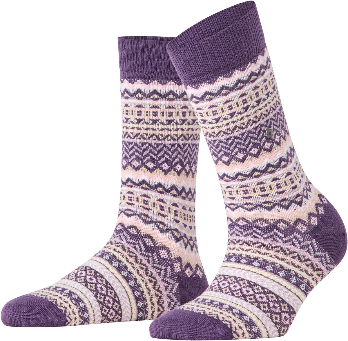 Burlington Fair Isle gedessineerd wol sokken dames rood - maat 36-41