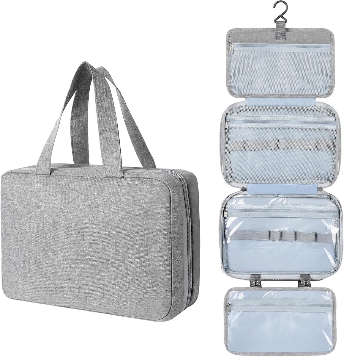 SnelShoppen - Opvouwbare Toilettas om op te Hangen, Uniseks Cosmeticatas met Haak, Reisaccessoires voor Dames en Heren, Ideaal voor Camping, Vakantie