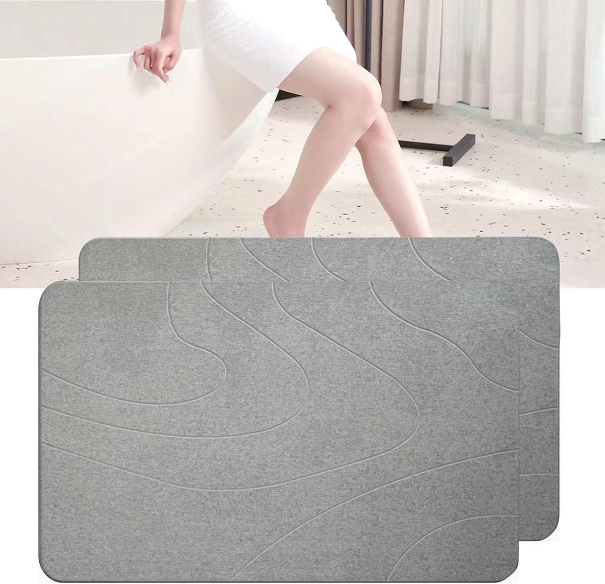 Badmat - natuurlijk kiezelsteen - super absorberend - snel drogend en antislip - ShopVlot
