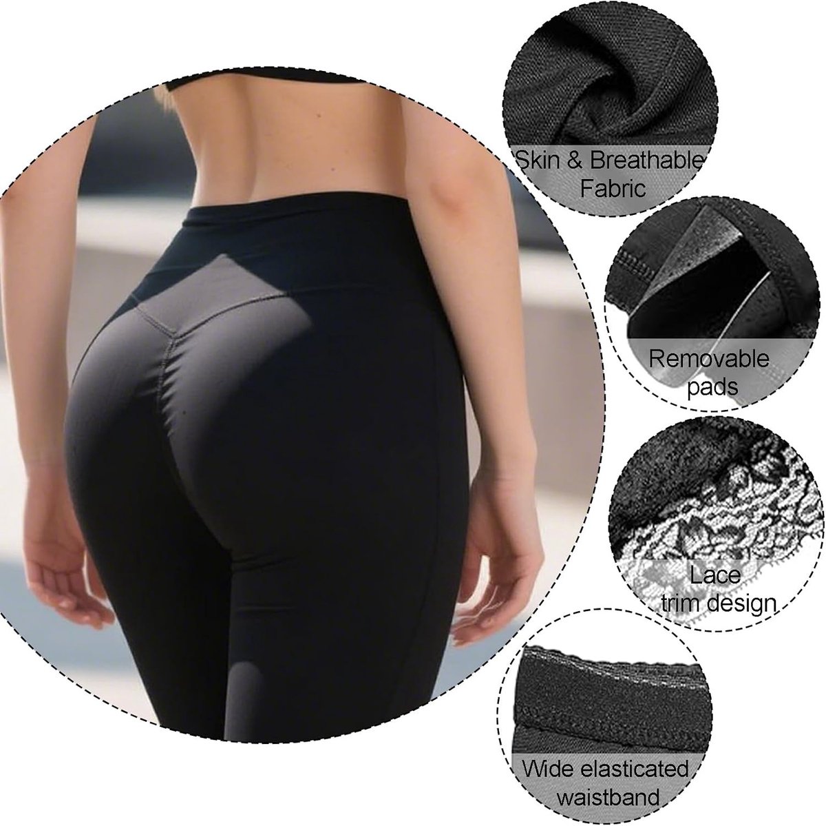 Comfortabele Dames Butt Lifter Panty's met Kanten, Verstevigende Push-Up Onderbroeken en 2 Verwijderbare Heupkussens voor een Mooiere Ronding