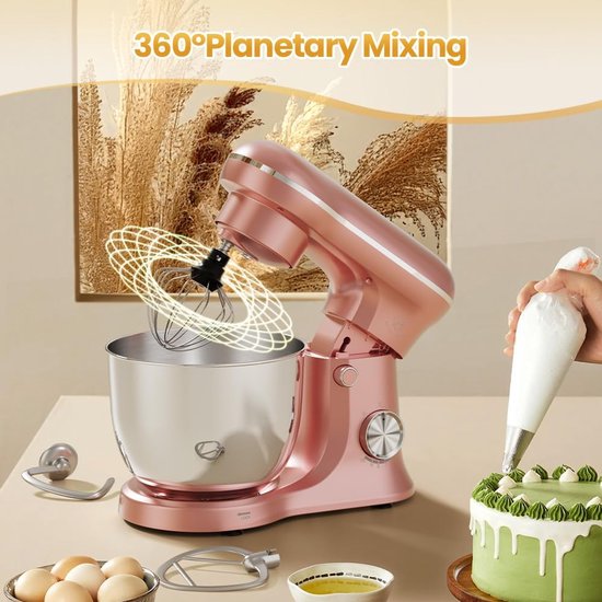 Keukenmachine - Mixer Keuken - Bakken en Koken - Krachtige Motor 1500W - 5 Liter - Roze — afbeelding 3