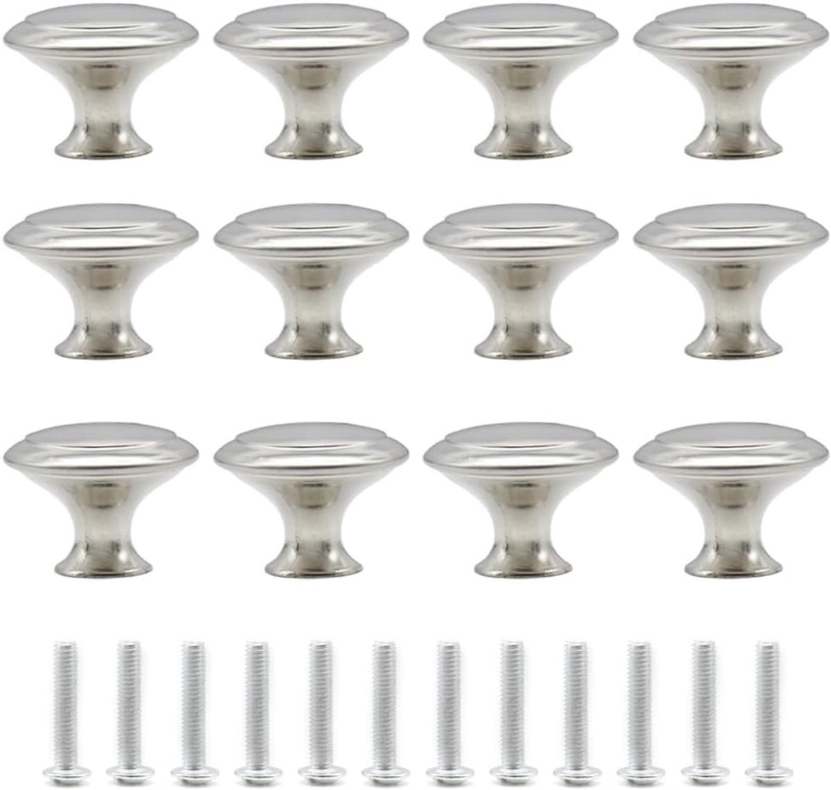 Ronde Meubelknoppen 12 Stuks, Handgrepen voor Keukenkast, Lade en Deur, 30mm, Zilver, Duurzaam en Stijlvol
