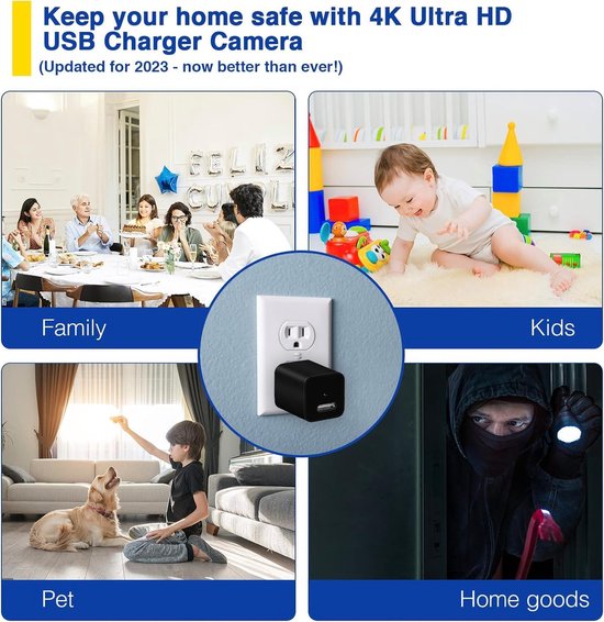 Verborgen Camera - Mini DV - Huis Beveiligen - Nachtzicht Functie - 4K Resolutie - Zwart — afbeelding 3
