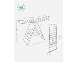 Conway Living® - Droogrek / Wasrek Inklapbaar - Vrijstaand met Verstelbare Vleugels - RVS - Voor Binnen & Buiten - Wit / Zilver