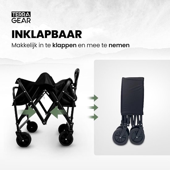 Handkar Opvouwbaar - Draagwagen Trolley - Spullen Vervoeren - Grote Laadcapaciteit - 110 Liter - Zwart — afbeelding 5