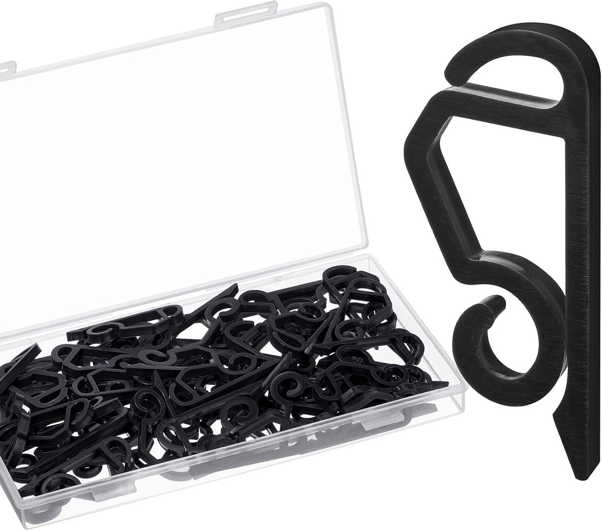 Weerbestendige Lichtclips voor Buiten - 60 Stuks Zwarte Haakjes voor Kerstdecoratie en Feestversiering