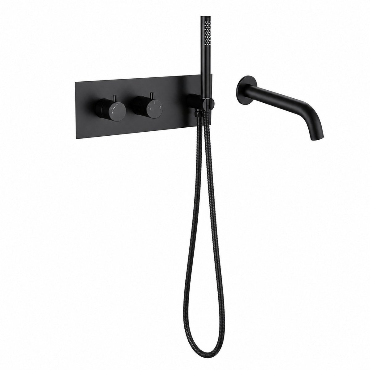 Luxelvia Inbouw Badkraan Mat zwart – Thermostatische Inbouwkraan Messing met Keramische Schijven